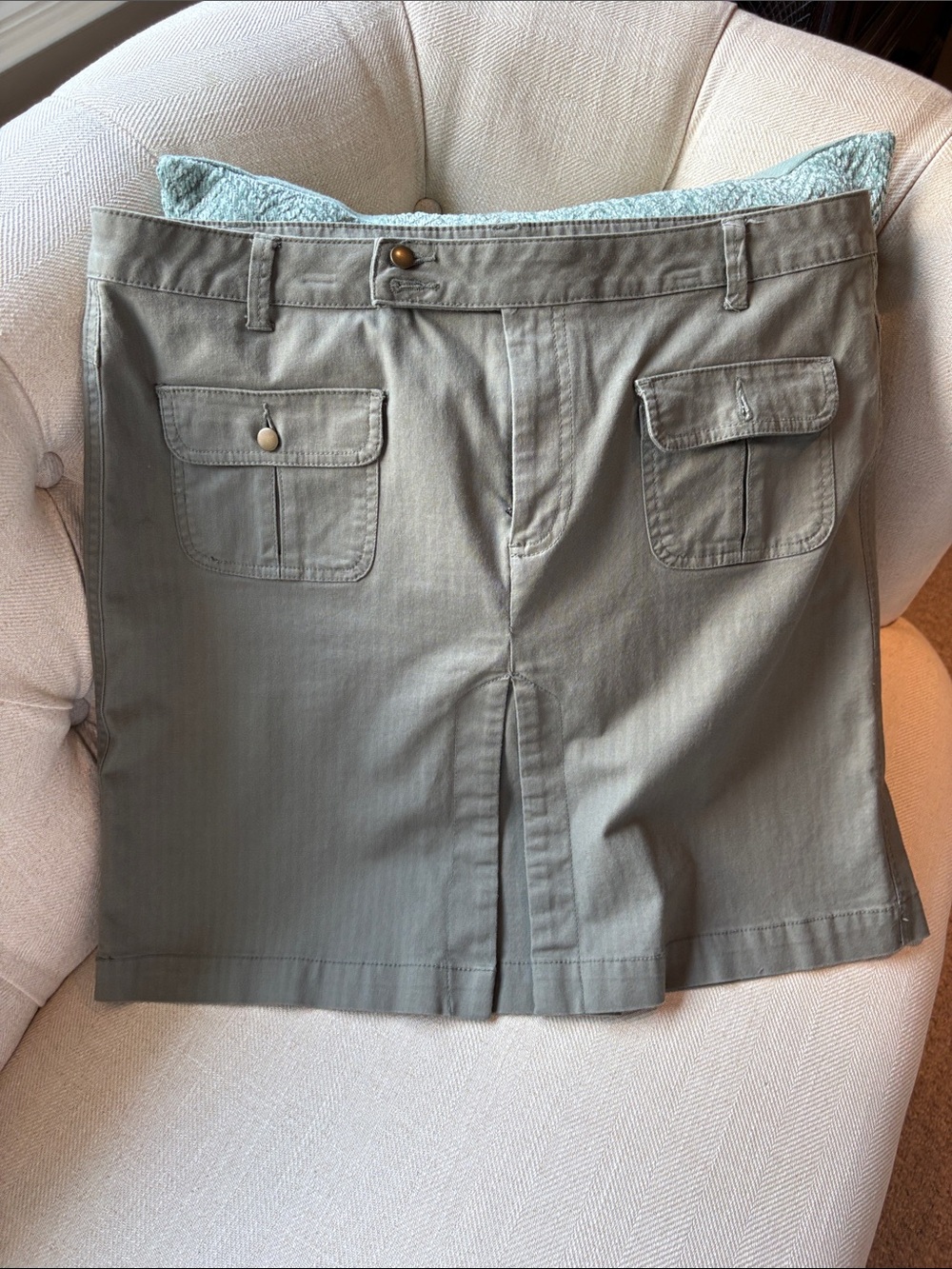 George Olive Green Cotton Mini Skirt